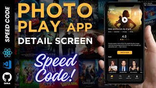 React Native Development: Detail Screen UI Speed Coding for PhotoPlay App #reactnative  #speedcode