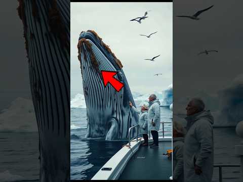 Whale Covered in Barnacles and Moss Approaches Boat😨