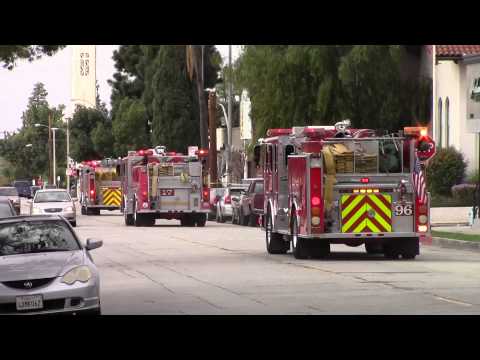 LACoFD engines 59, 17, and 96 responding to a structure fire