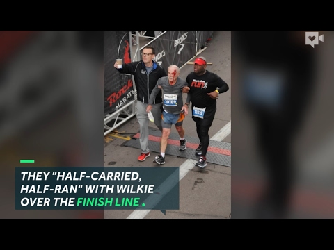 Strangers help bloody 73-year-old cross marathon finish line