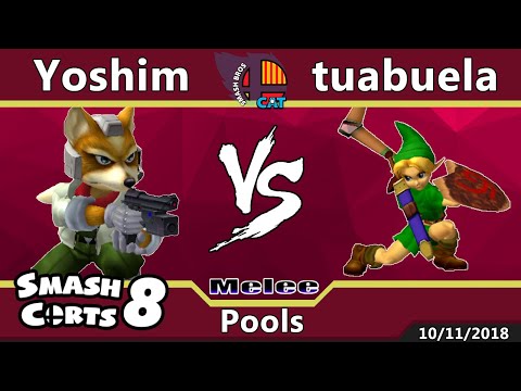SmashCorts #8 - SSBM Singles - Yoshim (Fox) vs tuabuela (Young Link) - Pools