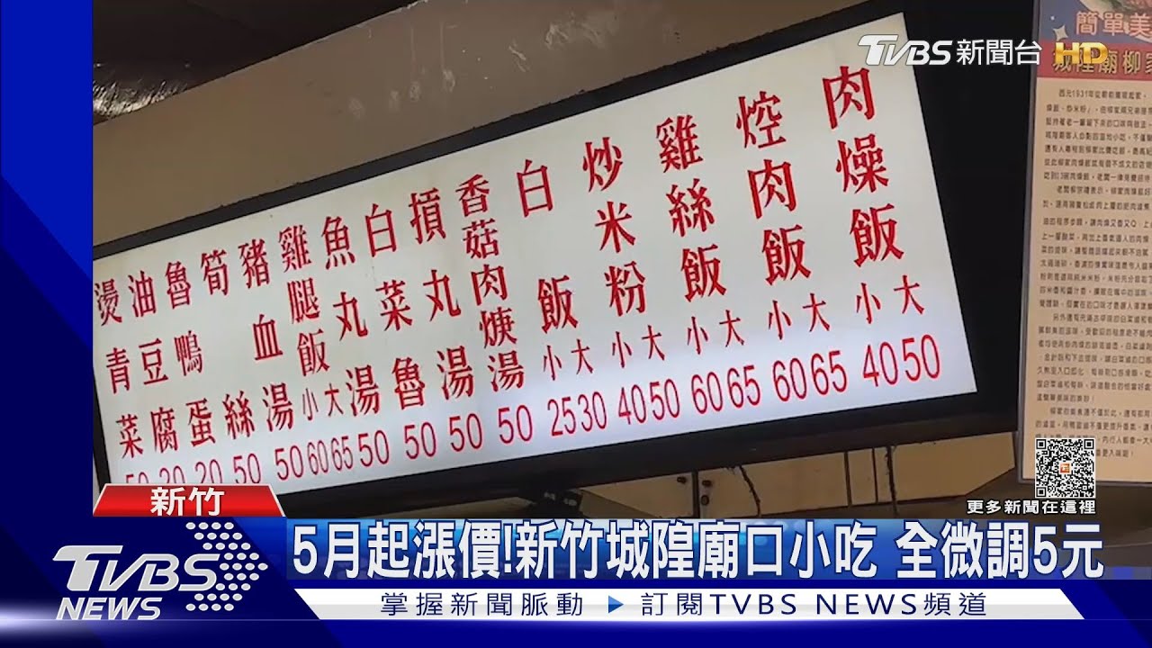 5月起漲價!新竹城隍廟口小吃 全微調5元