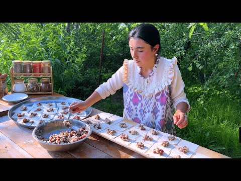 We make Manti with Beef! Traditional Meat Dish Of The People Of Uzbekistan