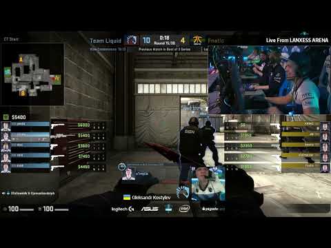 s1mple falling no scope awp with 1v2 clutch vs. fnatic | ESL ONE COLOGNE 2016