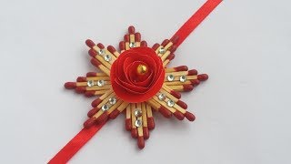 DIY: Easy Rakhi Dasign!!! How to Make Beautiful Rakhi / Raksha bandhan with Match Stick!!!