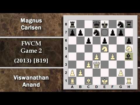 Partite Commentate di Scacchi 62 - Anand vs Carlsen - FWCM Game 2 - 2013 [B19] Caro Kann