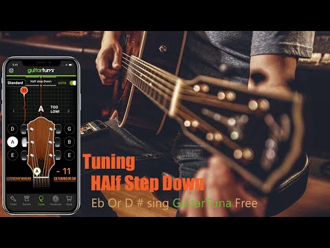 Guitar Tuning ( Half Step Down - Eb Or D#) using GuitarTuna free