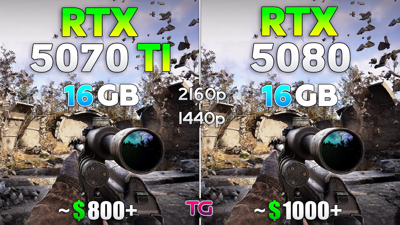 RTX 5070 Ti vs RTX 5080 - Comparison with New Drivers | 1440p & 4K