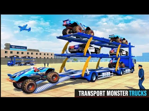 US Police Robot Car Transporter Plane Simulator - Police Truck Transporter Game - Android Gameplay