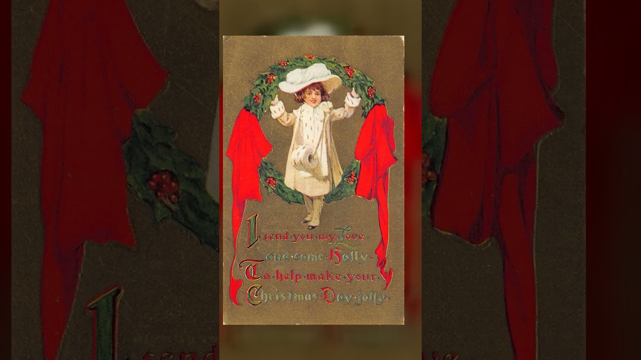 Embossed Christmas Postcard, Girl with Holly, 1911 Postmark, Corsica SD Video