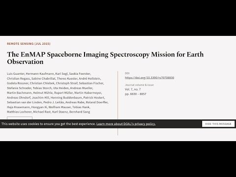 The EnMAP Spaceborne Imaging Spectroscopy Mission for Earth Observation | RTCL.TV