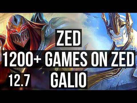 ZED vs GALIO (MID) | 8 solo kills, 2.0M mastery, Legendary, 17/2/4, 1200+ games | KR Master | 12.7
