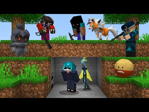 Minecraft Pixelmon Manhunt mas NÓS temos ARMAS (1 Speedrunner vs 3 Caçadores)
