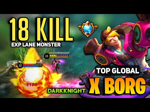 18 KILL! EXP LANE Xborg Gameplay [ Top Global X Borg Best Build ] By DARKKNIGHT - Mobile Legends
