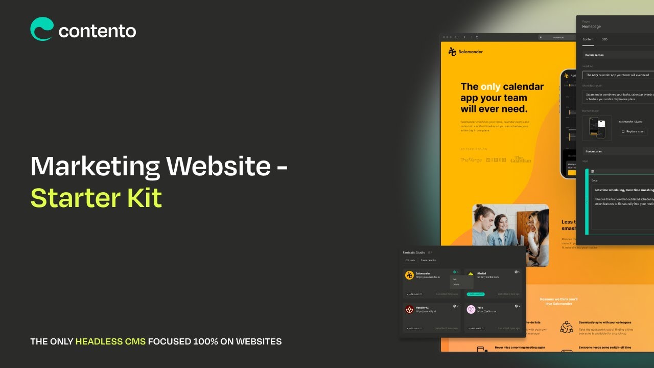 Contento - Starter Kits for Headless CMS (Websites) demo video