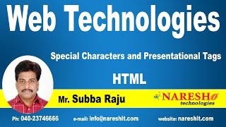 Special Characters and Presentational Tags HTML | Web Technologies Tutorial  | Mr.Subbaraju