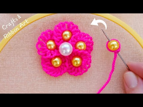 It's so Cute 💖🌟 Superb Flower Craft Idea with Wool - Hand Embroidery Amazing Flower Design