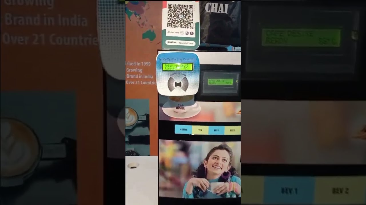 QR Code UPI Payment Enabled Coffee Machine 4 Lane | Four Beverage Options | Fully Automatic