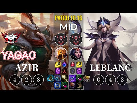 JDG Yagao Azir vs LeBlanc Mid - KR Patch 10.16