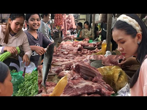 Amazing Cambodian Wet Market Food Scenes / Lively Fish, People Activities & Food Scenes.