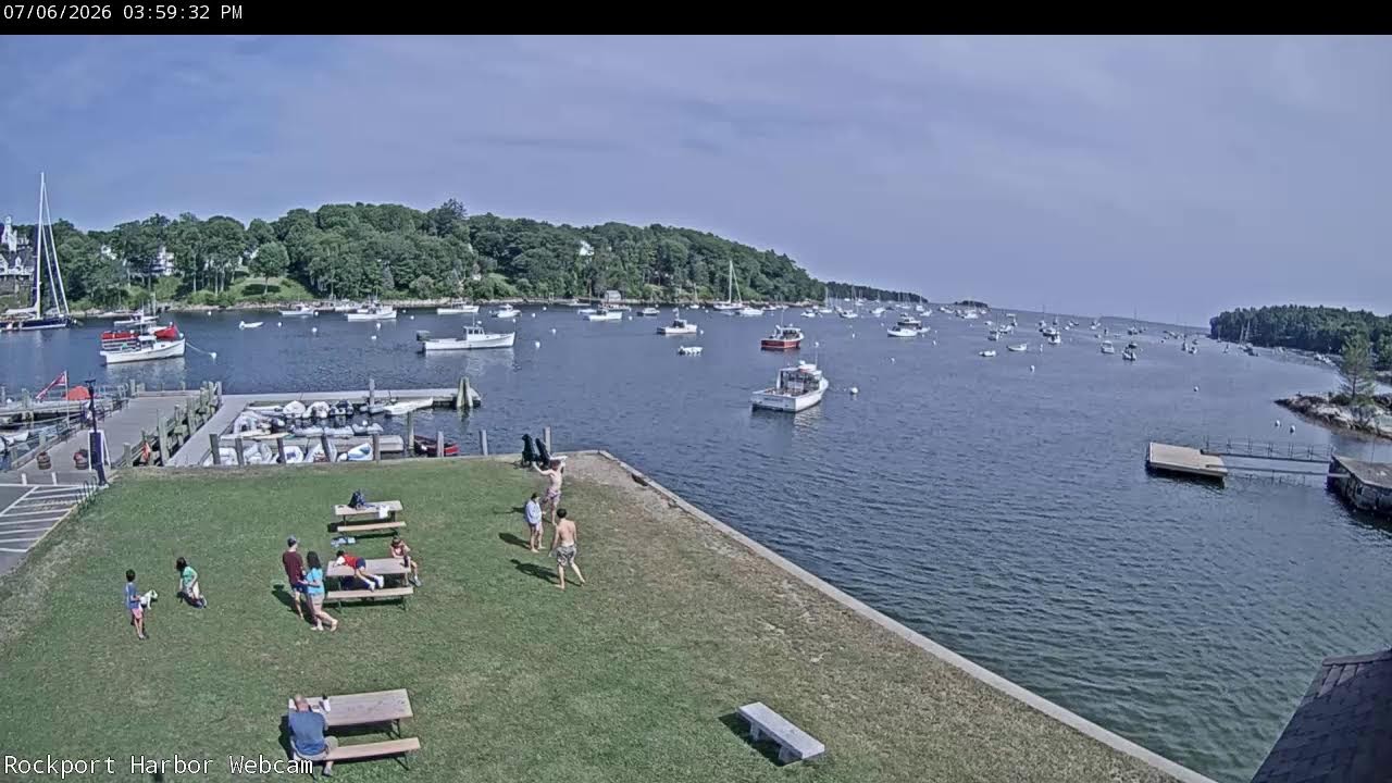Live webcam view of Rockport Harbor Boats and Moorings