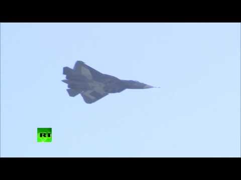 Russia : Displays the Sukhoi PAK FA T-50 Stealth Fighter Jet at MAKS Airshow (Aug 28, 2013)