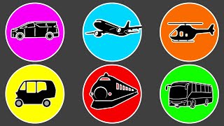Vehicles: High Speed Train, Airplane, Car, Bajaj, Helicopter, Bus #78