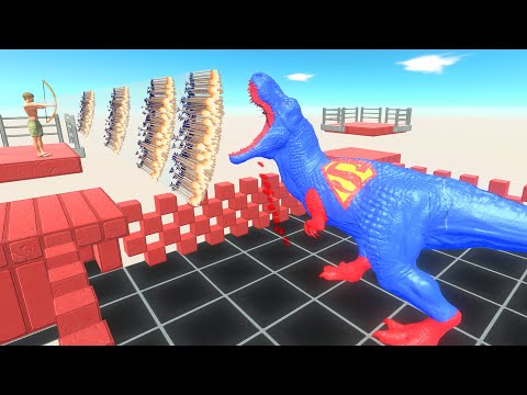 4x Archie The Archer vs Super Man T-Rex vs All Unit New Update - Animal Revolt Battle Simulator
