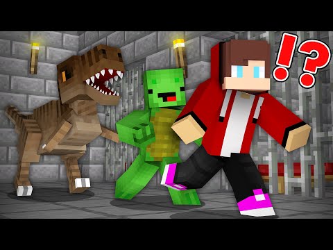 Maizen JayJay & Mikey - Dinosaur Prison Escape in Minecraft - Maizen JJ and Mikey