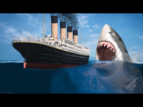 Megalodons Attack The Titanic And Britannic Saves The Ship's Passengers In GTA 5 (Titanic Sinking)