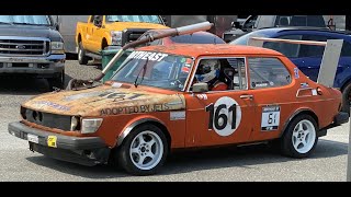 NJMP 24 Hours of Lemons Real Hoopties of New Jersey 2025 Saab 99 #161 Dual Cam