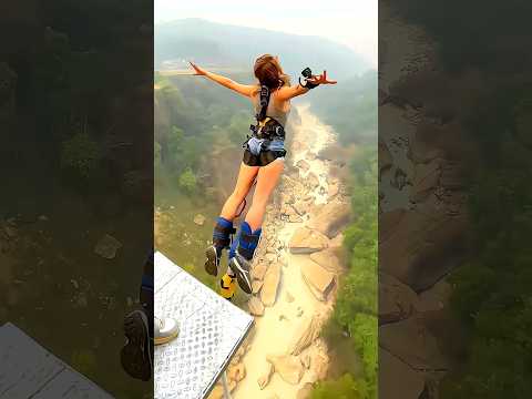 Bungee Jumping With Rope In Beautiful Place | Bungee Jumping #ytshorts #shorts #trendingshorts