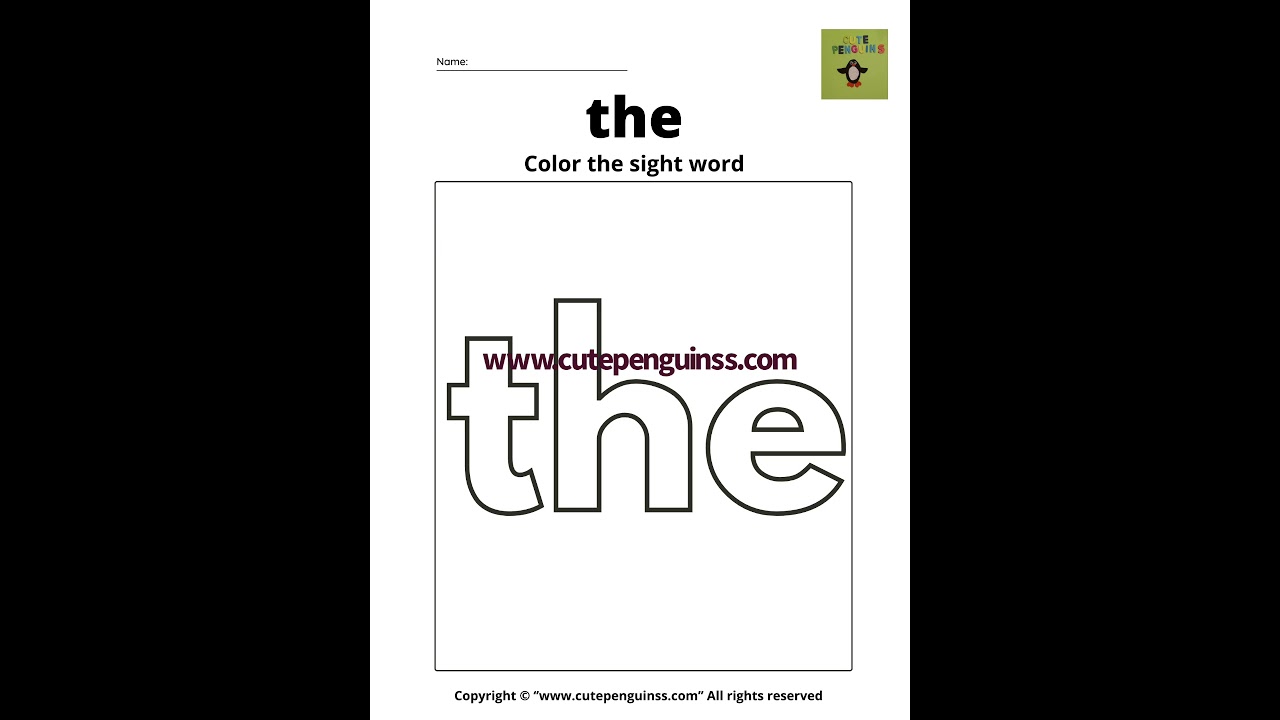 Sight word the and that worksheets