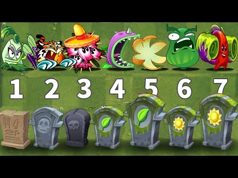 Every Plants Max Level 1 POWER-UP vs All Gravestones - Who Will Win? - PVZ 2 Challenge