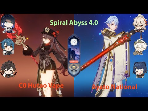 C0 Hutao vape & C0 Ayato National | 4.0 Spiral Abyss Floor 12 | Genshin Impact