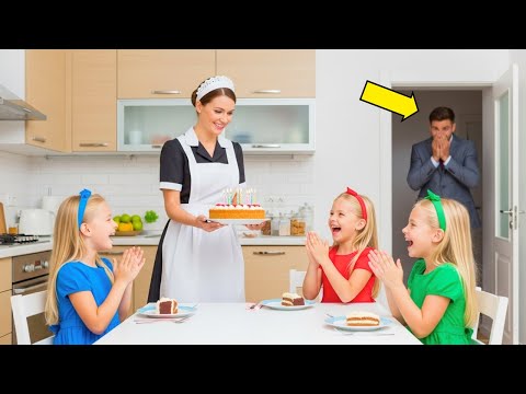 În Ajunul Crăciunului, miliardarul ajunge acasă neanunțat și o vede pe servitoare cu tripleții săi —