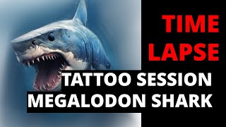 Time Lapse Megalodon Shark Tattoo | Hyper Lapse Tattooing | Tattooing Tutorial 10x Speed