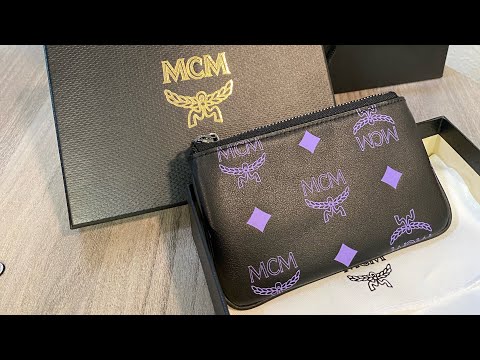 MCM Color Splash Logo Key Pouch | Dahlia Purple | NaturallyNesh