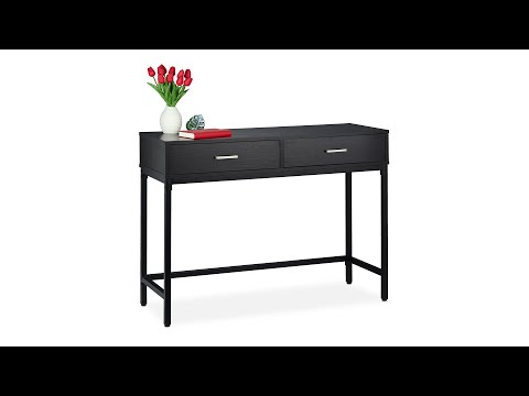 Table console avec 2 tiroirs Noir - Bois manufacturé - Métal - 110 x 81 x 42 cm
