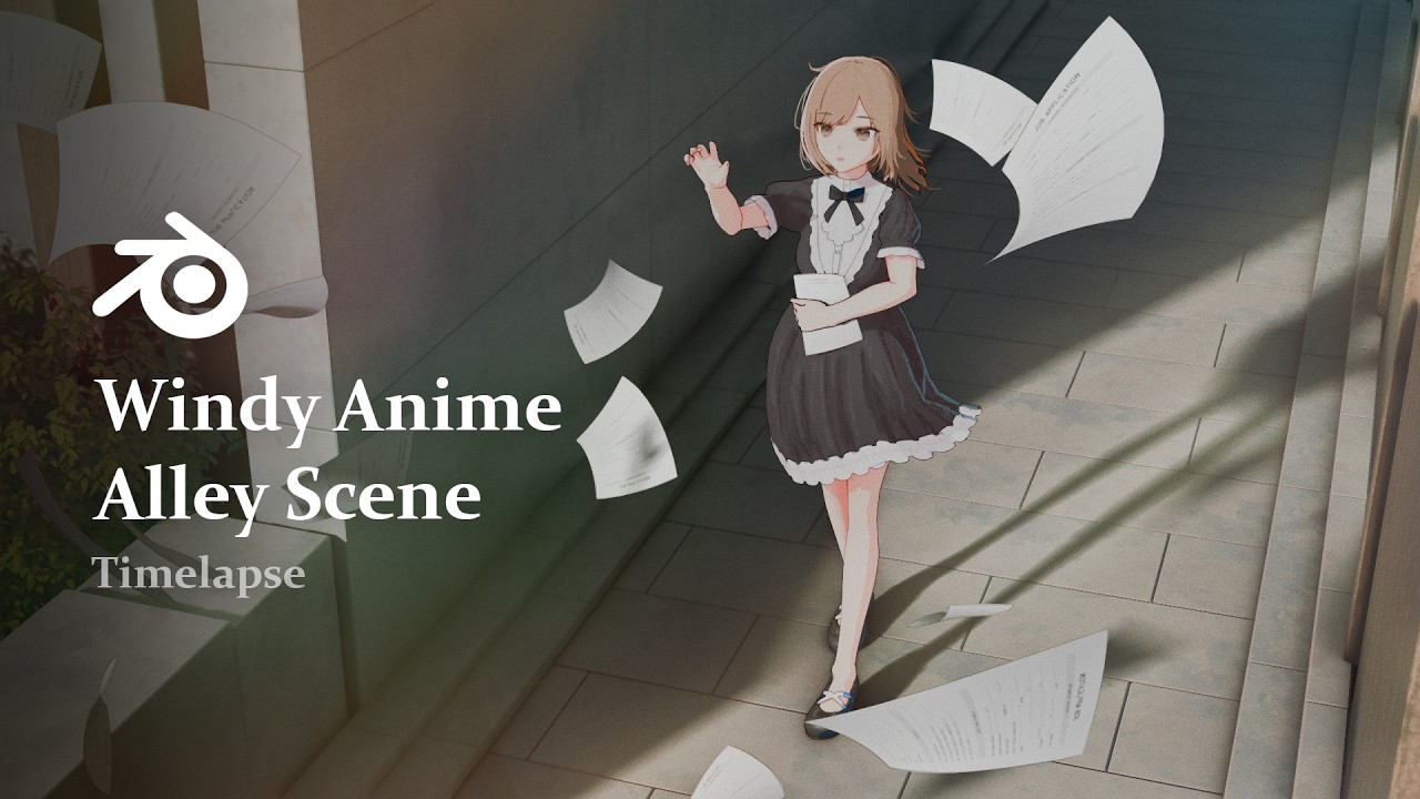 Creating a Cinematic Anime Alley Scene in Blender - Timelapse