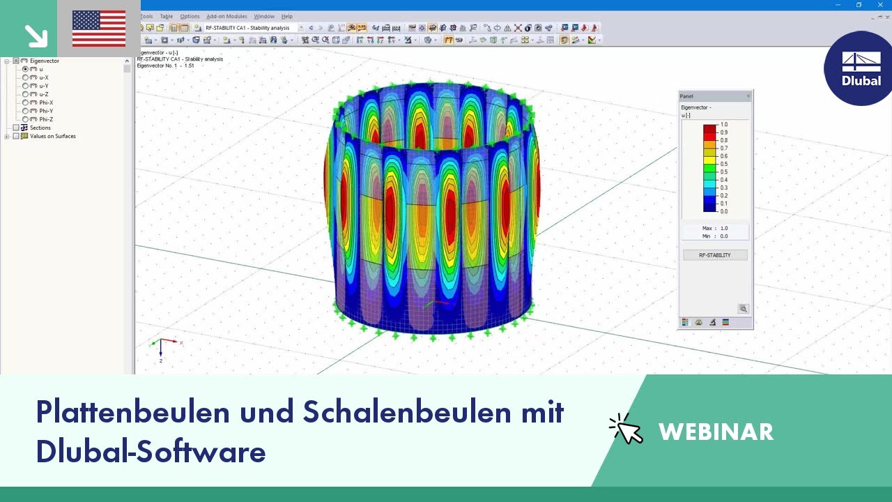 Plattenbeulen und Schalenbeulen mit Dlubal-Software