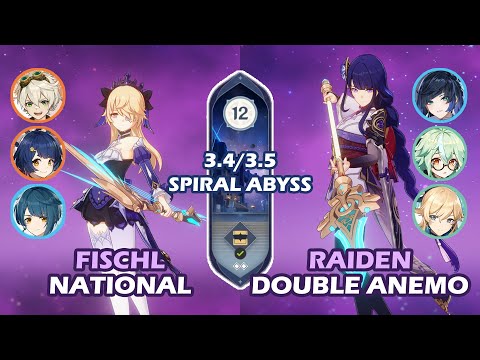 Spiral Abyss 3.4/3.5 | C6 Fischl National & C0 Raiden Double Anemo | Floor 12 Full Star Clear