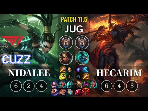 T1 Cuzz Nidalee vs Hecarim Jungle - KR Patch 11.5