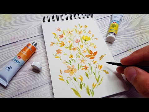 Pictura de Toamna 🍁🍂 Pictez FLORI de Toamna cu ACUARELE