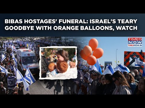 Bibas Hostages' Funeral: Israel's Emotional Goodbye| Mourners Line Route With Orange Balloons| Watch