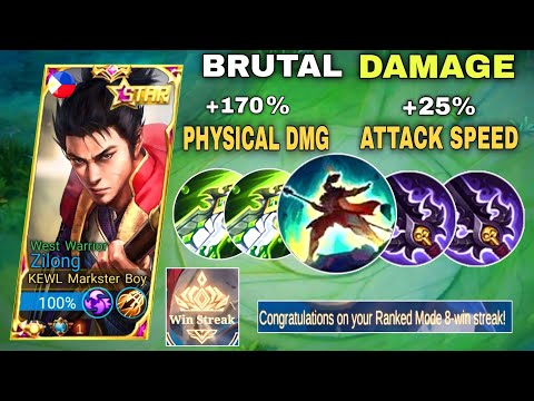 BRUTAL DAMAGE!! 🔥 EVEN TANKY ENEMIES CAN'T HANDLE THIS OVERWHELMING DAMAGE | ZILONG BEST BUILD 2023