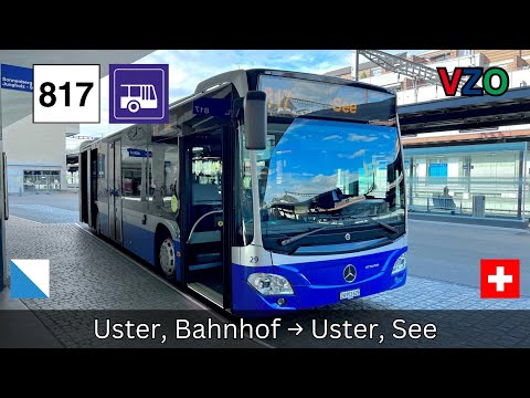 🇨🇭Zürich VZO Buslinie 817 | Uster, Bahnhof → Greifensee [4K]