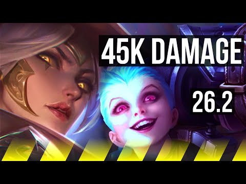 ASHE & Thresh vs JINX & Sona (ADC) | 45K damage, Good KDA: 14/2/12 | KR Master | 26.2