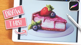 Draw this Watercolor Cheesecake! (with Procreate default Brushes!) | EASY PROCREATE Tutorial