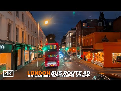 London double-decker Bus Ride POV | London’s Day-to-Night Transformation 🌙 | Bus Route 49 | 4K HDR